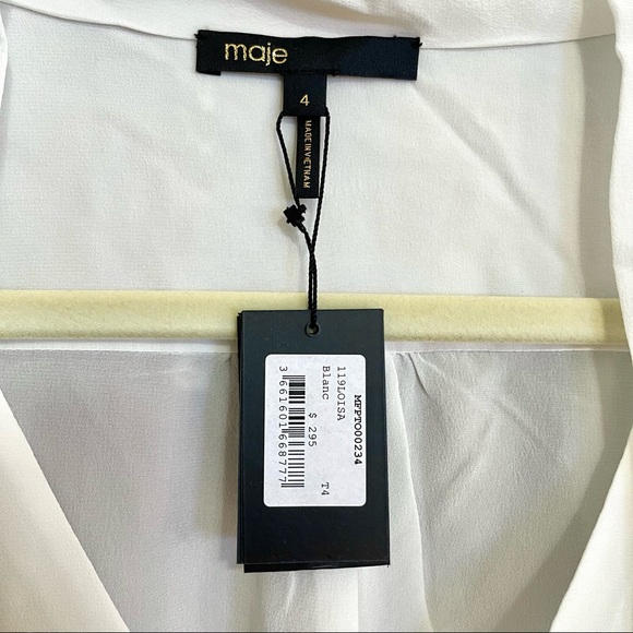 Maje The Bow Silk Top in White - Picture 11 of 11